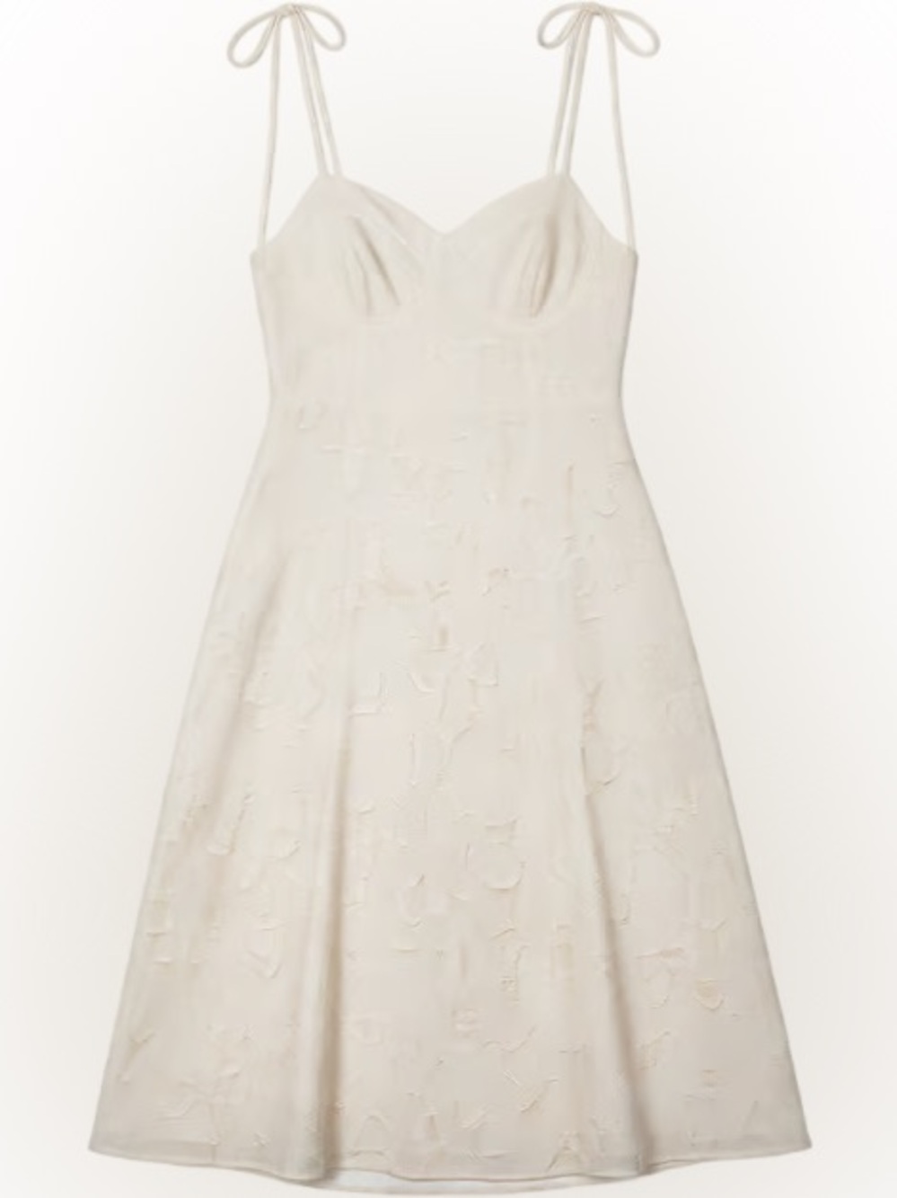 Lulu's Ivory Textured Midi Dress with Tie Straps